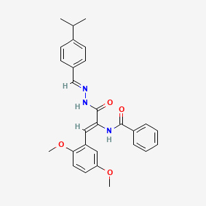 molecular formula C28H29N3O4 B10902729 N-[(1Z)-1-(2,5-dimethoxyphenyl)-3-oxo-3-{(2E)-2-[4-(propan-2-yl)benzylidene]hydrazinyl}prop-1-en-2-yl]benzamide 
