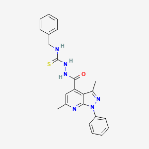 molecular formula C23H22N6OS B10902738 N-benzyl-2-[(3,6-dimethyl-1-phenyl-1H-pyrazolo[3,4-b]pyridin-4-yl)carbonyl]hydrazinecarbothioamide 