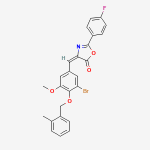 molecular formula C25H19BrFNO4 B10902749 (4E)-4-{3-bromo-5-methoxy-4-[(2-methylbenzyl)oxy]benzylidene}-2-(4-fluorophenyl)-1,3-oxazol-5(4H)-one 