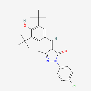 molecular formula C25H29ClN2O2 B10902780 (4E)-2-(4-chlorophenyl)-4-(3,5-di-tert-butyl-4-hydroxybenzylidene)-5-methyl-2,4-dihydro-3H-pyrazol-3-one 
