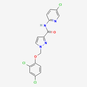 molecular formula C16H11Cl3N4O2 B10902790 N-(5-chloropyridin-2-yl)-1-[(2,4-dichlorophenoxy)methyl]-1H-pyrazole-3-carboxamide 