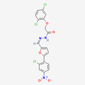 molecular formula C19H12Cl3N3O5 B10902795 N'-{(Z)-[5-(2-chloro-4-nitrophenyl)furan-2-yl]methylidene}-2-(2,5-dichlorophenoxy)acetohydrazide 