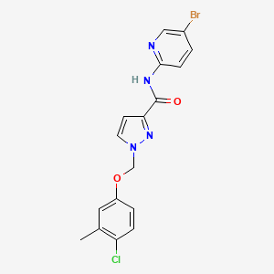 molecular formula C17H14BrClN4O2 B10902872 N-(5-bromopyridin-2-yl)-1-[(4-chloro-3-methylphenoxy)methyl]-1H-pyrazole-3-carboxamide 
