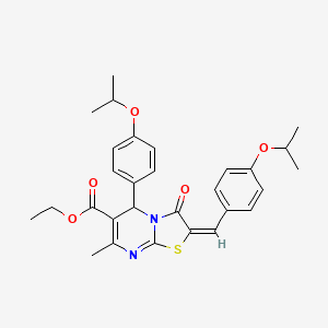 molecular formula C29H32N2O5S B10902881 ethyl (2E)-7-methyl-3-oxo-2-[4-(propan-2-yloxy)benzylidene]-5-[4-(propan-2-yloxy)phenyl]-2,3-dihydro-5H-[1,3]thiazolo[3,2-a]pyrimidine-6-carboxylate 