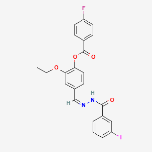molecular formula C23H18FIN2O4 B10902933 2-ethoxy-4-[(Z)-{2-[(3-iodophenyl)carbonyl]hydrazinylidene}methyl]phenyl 4-fluorobenzoate 