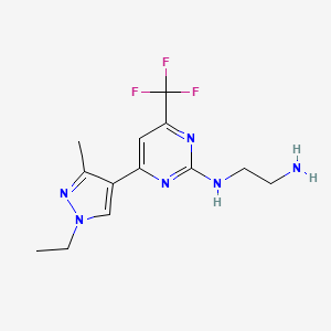 molecular formula C13H17F3N6 B10902953 N-[4-(1-ethyl-3-methyl-1H-pyrazol-4-yl)-6-(trifluoromethyl)pyrimidin-2-yl]ethane-1,2-diamine 