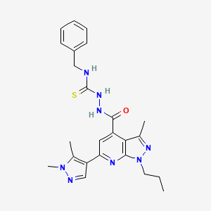 molecular formula C24H28N8OS B10902969 N-benzyl-2-{[6-(1,5-dimethyl-1H-pyrazol-4-yl)-3-methyl-1-propyl-1H-pyrazolo[3,4-b]pyridin-4-yl]carbonyl}hydrazinecarbothioamide 