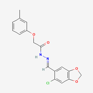 molecular formula C17H15ClN2O4 B10902982 N'-[(E)-(6-chloro-1,3-benzodioxol-5-yl)methylidene]-2-(3-methylphenoxy)acetohydrazide 