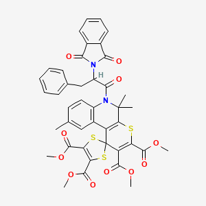 molecular formula C42H36N2O11S3 B10903029 tetramethyl 6'-[2-(1,3-dioxo-1,3-dihydro-2H-isoindol-2-yl)-3-phenylpropanoyl]-5',5',9'-trimethyl-5',6'-dihydrospiro[1,3-dithiole-2,1'-thiopyrano[2,3-c]quinoline]-2',3',4,5-tetracarboxylate 