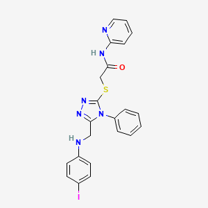 molecular formula C22H19IN6OS B10903053 2-[(5-{[(4-iodophenyl)amino]methyl}-4-phenyl-4H-1,2,4-triazol-3-yl)sulfanyl]-N-(pyridin-2-yl)acetamide 