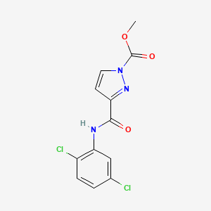 molecular formula C12H9Cl2N3O3 B10903061 methyl 3-[(2,5-dichlorophenyl)carbamoyl]-1H-pyrazole-1-carboxylate 
