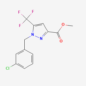 molecular formula C13H10ClF3N2O2 B10903079 Methyl 1-(3-chlorobenzyl)-5-(trifluoromethyl)-1H-pyrazole-3-carboxylate 