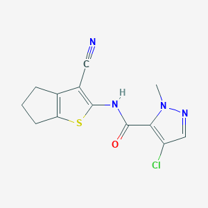 molecular formula C13H11ClN4OS B10903093 4-chloro-N-(3-cyano-5,6-dihydro-4H-cyclopenta[b]thiophen-2-yl)-1-methyl-1H-pyrazole-5-carboxamide 