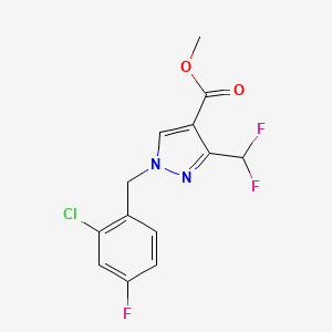 molecular formula C13H10ClF3N2O2 B10903100 Methyl 1-(2-chloro-4-fluorobenzyl)-3-(difluoromethyl)-1H-pyrazole-4-carboxylate 