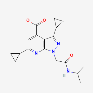 molecular formula C19H24N4O3 B10903183 Methyl 3,6-dicyclopropyl-1-(2-(isopropylamino)-2-oxoethyl)-1H-pyrazolo[3,4-b]pyridine-4-carboxylate 