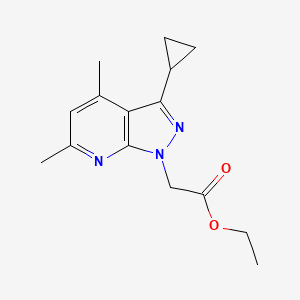molecular formula C15H19N3O2 B10903193 ethyl (3-cyclopropyl-4,6-dimethyl-1H-pyrazolo[3,4-b]pyridin-1-yl)acetate 