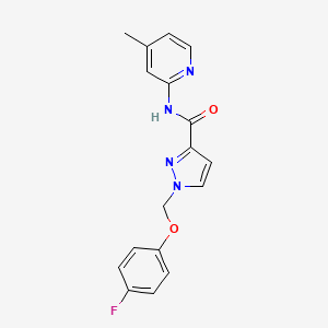 molecular formula C17H15FN4O2 B10903218 1-[(4-fluorophenoxy)methyl]-N-(4-methylpyridin-2-yl)-1H-pyrazole-3-carboxamide 