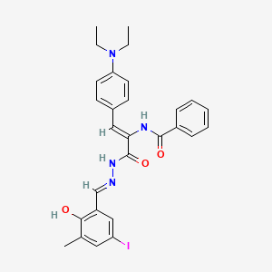 molecular formula C28H29IN4O3 B10903223 N-(2-[4-(diethylamino)phenyl]-1-{[2-(2-hydroxy-5-iodo-3-methylbenzylidene)hydrazino]carbonyl}vinyl)benzamide 