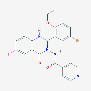 molecular formula C22H18BrIN4O3 B10903229 N-[2-(5-bromo-2-ethoxyphenyl)-6-iodo-4-oxo-1,4-dihydroquinazolin-3(2H)-yl]pyridine-4-carboxamide 