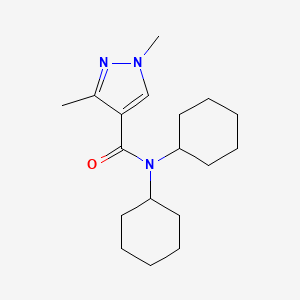 molecular formula C18H29N3O B10903256 N,N-dicyclohexyl-1,3-dimethyl-1H-pyrazole-4-carboxamide 