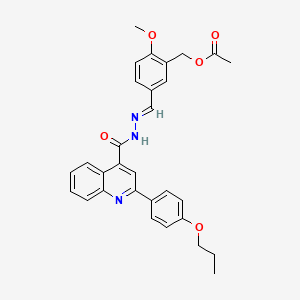 molecular formula C30H29N3O5 B10903303 2-methoxy-5-[(E)-(2-{[2-(4-propoxyphenyl)quinolin-4-yl]carbonyl}hydrazinylidene)methyl]benzyl acetate 