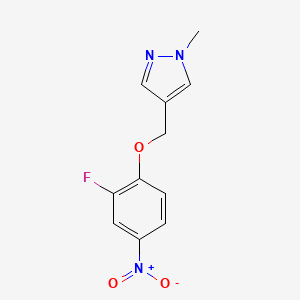molecular formula C11H10FN3O3 B10903353 4-[(2-fluoro-4-nitrophenoxy)methyl]-1-methyl-1H-pyrazole CAS No. 1245773-12-9