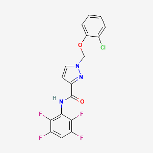 molecular formula C17H10ClF4N3O2 B10903356 1-[(2-chlorophenoxy)methyl]-N-(2,3,5,6-tetrafluorophenyl)-1H-pyrazole-3-carboxamide 