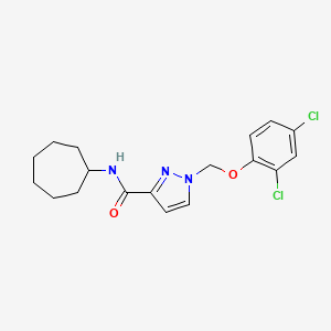 molecular formula C18H21Cl2N3O2 B10903363 N-cycloheptyl-1-[(2,4-dichlorophenoxy)methyl]-1H-pyrazole-3-carboxamide 