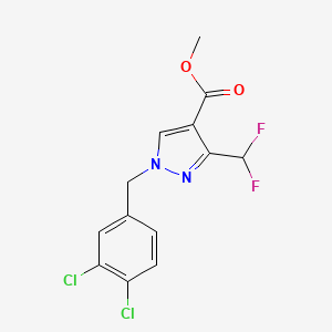molecular formula C13H10Cl2F2N2O2 B10903382 Methyl 1-(3,4-dichlorobenzyl)-3-(difluoromethyl)-1H-pyrazole-4-carboxylate 