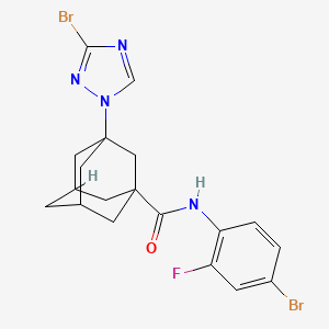 molecular formula C19H19Br2FN4O B10903402 N~1~-(4-Bromo-2-fluorophenyl)-3-(3-bromo-1H-1,2,4-triazol-1-YL)-1-adamantanecarboxamide 