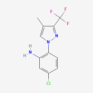 molecular formula C11H9ClF3N3 B10903410 5-Chloro-2-[4-methyl-3-(trifluoromethyl)-1H-pyrazol-1-yl]aniline 