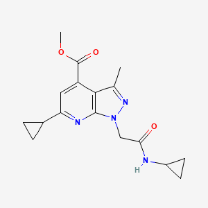 molecular formula C17H20N4O3 B10903428 methyl 6-cyclopropyl-1-[2-(cyclopropylamino)-2-oxoethyl]-3-methyl-1H-pyrazolo[3,4-b]pyridine-4-carboxylate 