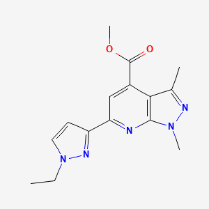 molecular formula C15H17N5O2 B10903466 methyl 6-(1-ethyl-1H-pyrazol-3-yl)-1,3-dimethyl-1H-pyrazolo[3,4-b]pyridine-4-carboxylate 