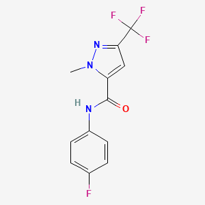 molecular formula C12H9F4N3O B10903477 N-(4-fluorophenyl)-1-methyl-3-(trifluoromethyl)-1H-pyrazole-5-carboxamide 