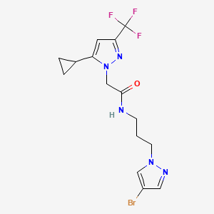 molecular formula C15H17BrF3N5O B10903498 N-[3-(4-bromo-1H-pyrazol-1-yl)propyl]-2-[5-cyclopropyl-3-(trifluoromethyl)-1H-pyrazol-1-yl]acetamide 