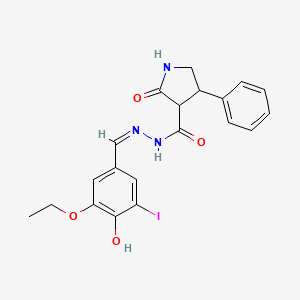molecular formula C20H20IN3O4 B10903533 N'-[(Z)-(3-ethoxy-4-hydroxy-5-iodophenyl)methylidene]-2-oxo-4-phenylpyrrolidine-3-carbohydrazide 