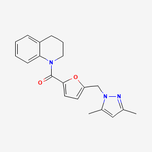 molecular formula C20H21N3O2 B10903556 3,4-dihydroquinolin-1(2H)-yl{5-[(3,5-dimethyl-1H-pyrazol-1-yl)methyl]furan-2-yl}methanone 