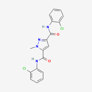 molecular formula C18H14Cl2N4O2 B10903645 N~3~,N~5~-bis(2-chlorophenyl)-1-methyl-1H-pyrazole-3,5-dicarboxamide 