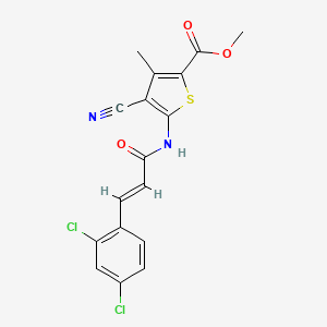 molecular formula C17H12Cl2N2O3S B10903689 methyl 4-cyano-5-{[(2E)-3-(2,4-dichlorophenyl)prop-2-enoyl]amino}-3-methylthiophene-2-carboxylate 