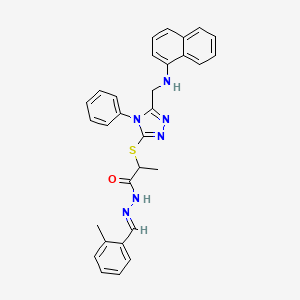 molecular formula C30H28N6OS B10903698 N'-[(E)-(2-methylphenyl)methylidene]-2-({5-[(naphthalen-1-ylamino)methyl]-4-phenyl-4H-1,2,4-triazol-3-yl}sulfanyl)propanehydrazide 