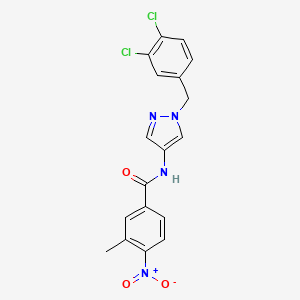 molecular formula C18H14Cl2N4O3 B10903722 N-[1-(3,4-dichlorobenzyl)-1H-pyrazol-4-yl]-3-methyl-4-nitrobenzamide 