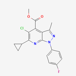 molecular formula C18H15ClFN3O2 B10903764 methyl 5-chloro-6-cyclopropyl-1-(4-fluorophenyl)-3-methyl-1H-pyrazolo[3,4-b]pyridine-4-carboxylate 