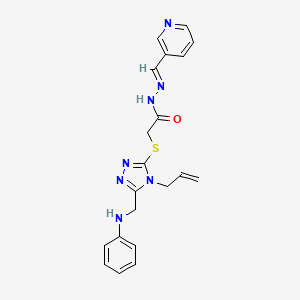 molecular formula C20H21N7OS B10903823 2-({5-[(phenylamino)methyl]-4-(prop-2-en-1-yl)-4H-1,2,4-triazol-3-yl}sulfanyl)-N'-[(E)-pyridin-3-ylmethylidene]acetohydrazide 