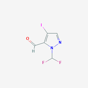 molecular formula C5H3F2IN2O B10903833 1-(difluoromethyl)-4-iodo-1H-pyrazole-5-carbaldehyde 