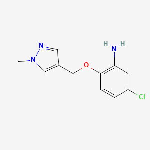 molecular formula C11H12ClN3O B10903915 5-Chloro-2-((1-methyl-1H-pyrazol-4-yl)methoxy)aniline CAS No. 1006962-56-6
