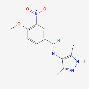 molecular formula C13H14N4O3 B10903925 N-[(E)-(4-methoxy-3-nitrophenyl)methylidene]-3,5-dimethyl-1H-pyrazol-4-amine 