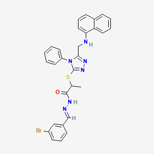 molecular formula C29H25BrN6OS B10903975 N'-[(E)-(3-bromophenyl)methylidene]-2-({5-[(naphthalen-1-ylamino)methyl]-4-phenyl-4H-1,2,4-triazol-3-yl}sulfanyl)propanehydrazide 