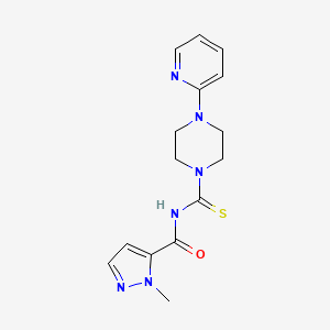 molecular formula C15H18N6OS B10903977 1-methyl-N-{[4-(pyridin-2-yl)piperazin-1-yl]carbonothioyl}-1H-pyrazole-5-carboxamide 