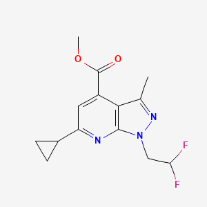 molecular formula C14H15F2N3O2 B10904045 methyl 6-cyclopropyl-1-(2,2-difluoroethyl)-3-methyl-1H-pyrazolo[3,4-b]pyridine-4-carboxylate 