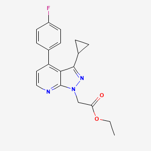 molecular formula C19H18FN3O2 B10904052 Ethyl 2-(3-cyclopropyl-4-(4-fluorophenyl)-1H-pyrazolo[3,4-b]pyridin-1-yl)acetate 